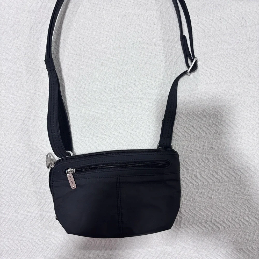 Travelon Black Crossbody Bag with Silver Accents - Picture 9 of 10